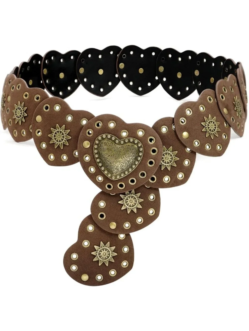 Vintage Wide Disc Leather Belt for Women | Boho Western Chunky Waist Belt